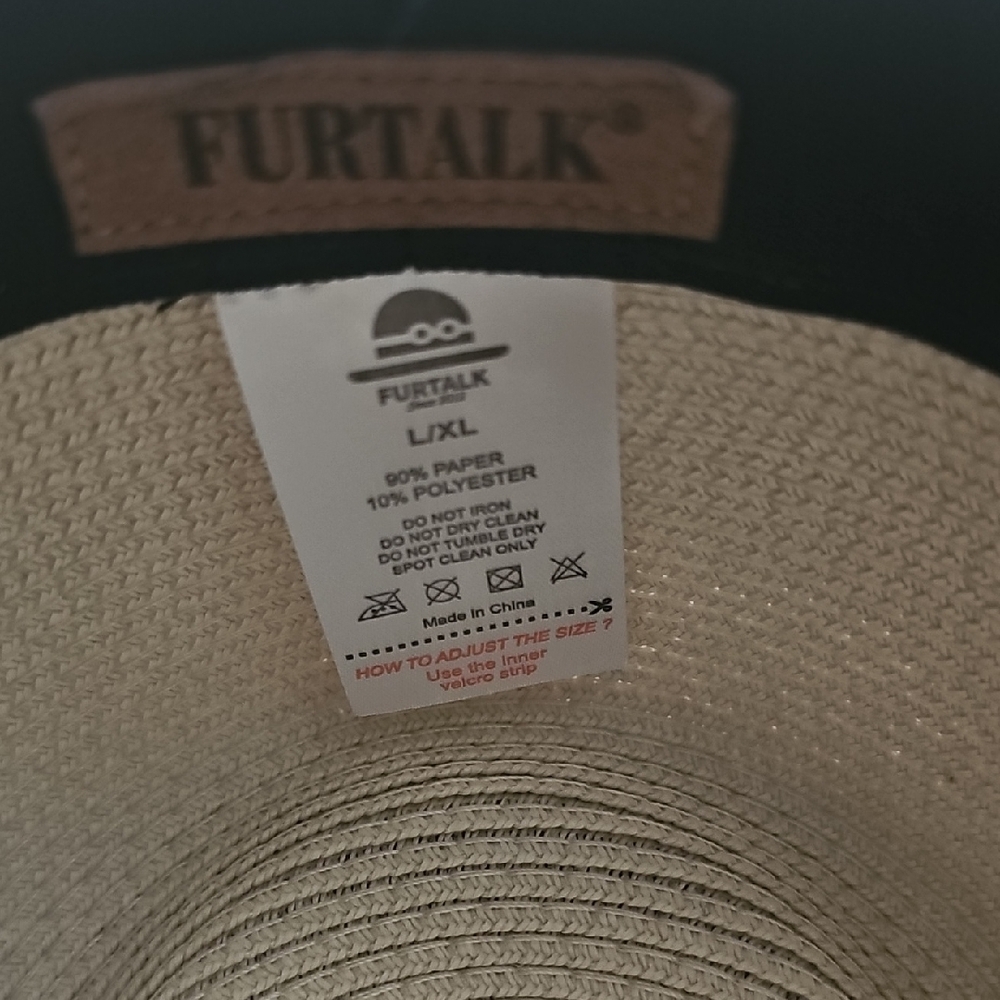 FURTALK UPF80 Wide Brim Fedora Straw Panama Hat - Picture 3 of 3